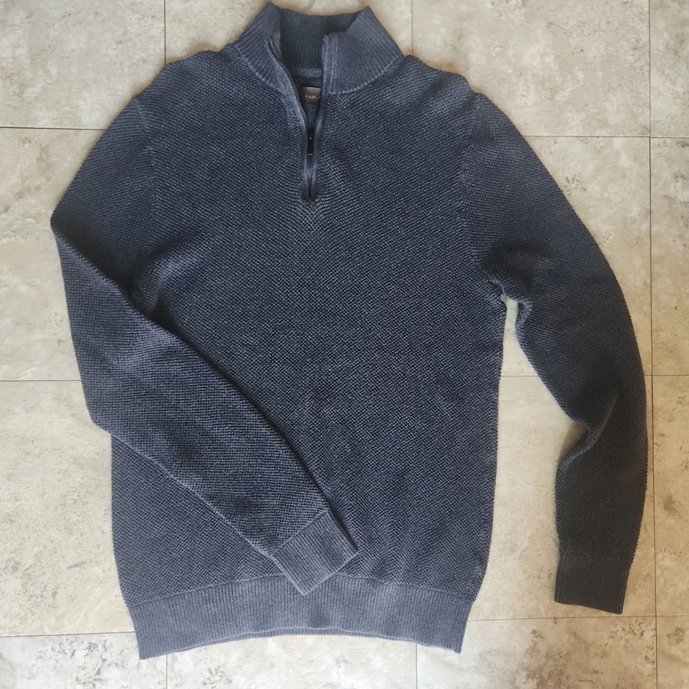 S57 Fairlane & Sons Gray Knit 1/4 Zip Long Sleeved Sweater